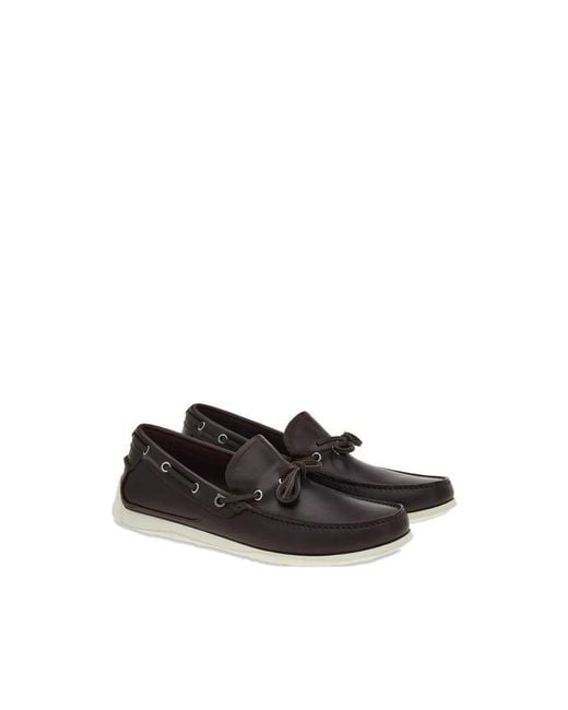 Ferragamo Black Peppercorn Leather Boat Shoes for men
