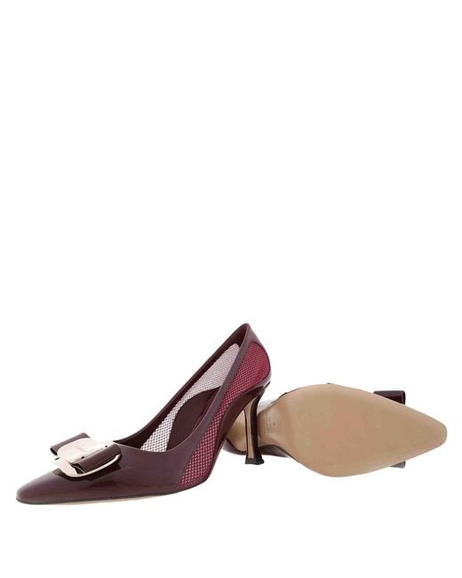 Ferragamo Purple Ferragamo New Vara Mesh Insert Pumps