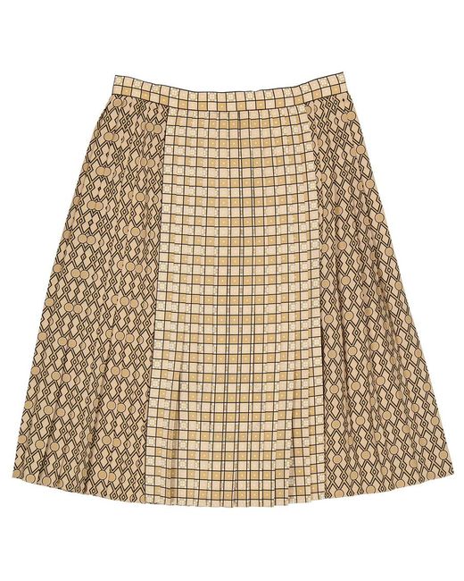 Burberry Natural Contrast Graphic Print Pleated Skirt