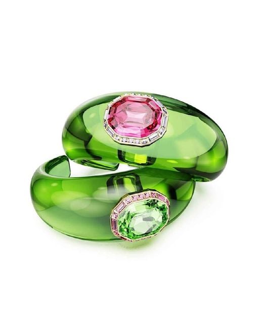 Swarovski Green Dulcis Octagon-Cut Crystal Cuff Bracelet Set