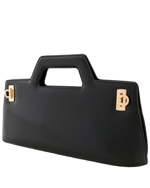 Ferragamo Black Wanda East-West Top Handle Bag