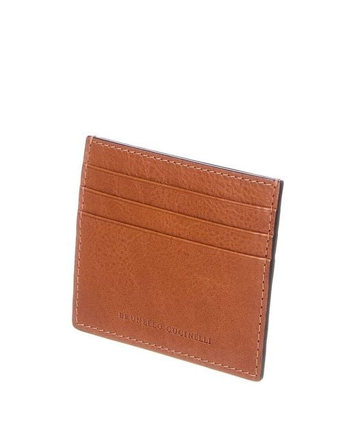 Brunello Cucinelli Brown Tobacco Leather Cardholder for men