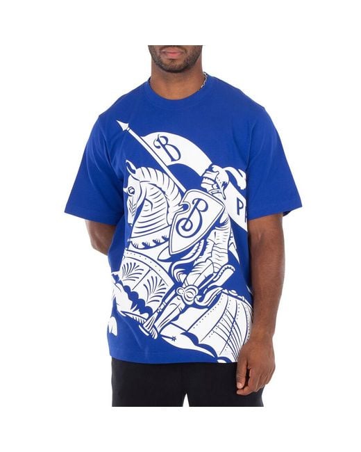 Burberry Blue Ekd Print Cotton T-Shirt for men