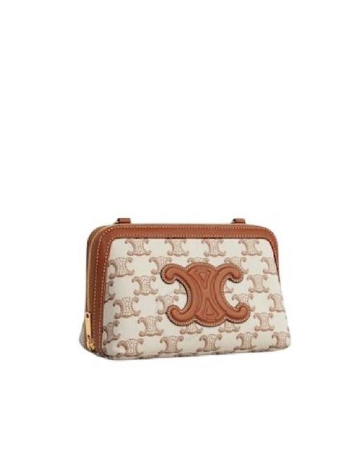 Celine Clutch On Chain Cuir Triomphe Print in Natural | Lyst
