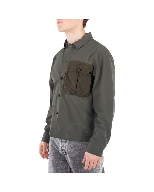 C P Company Green Gd Shell Mixed Buttoned Overshirt for men