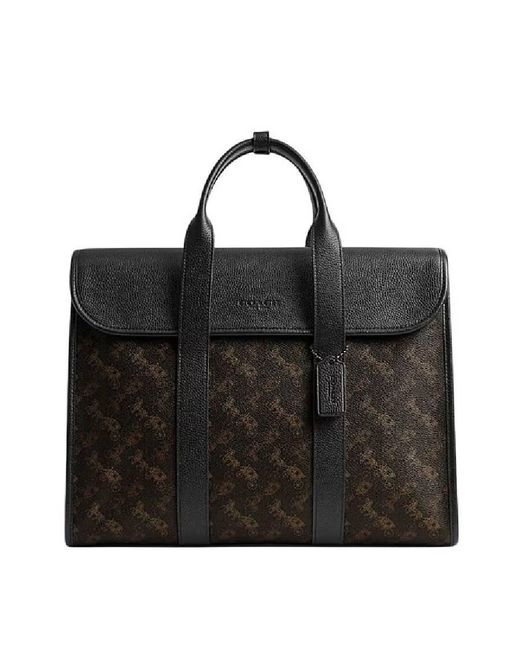 靴/バッグ Coach Men's Gotham Series Portfolio Style Briefcase COACH Gotham Portfolio With Horse And Carriage Print in Black for