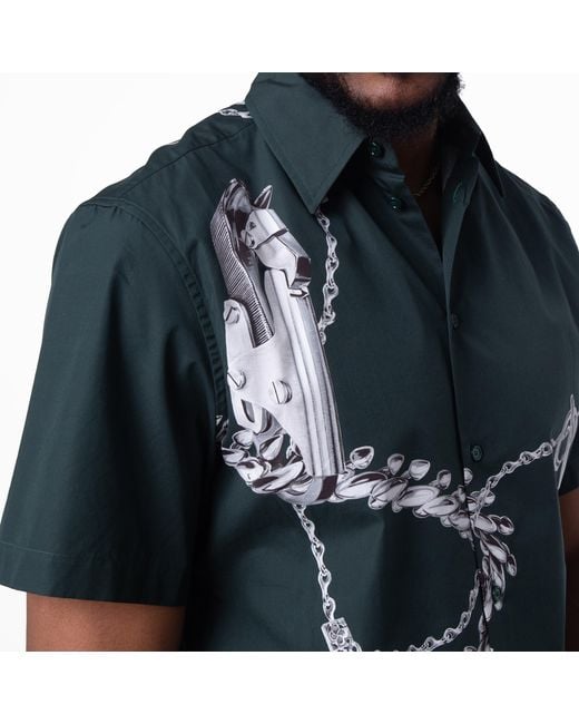 Burberry Blue Knight Hardware Cotton Shirt for men