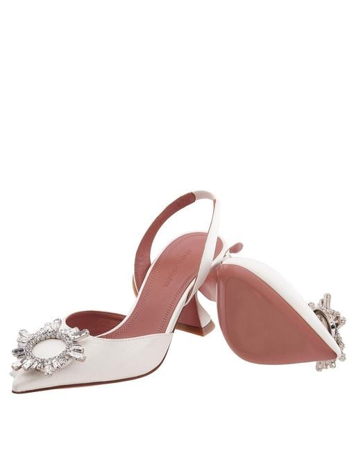 AMINA MUADDI Metallic Begum 70 Satin Slingback Pumps, Brand Size 35 Us