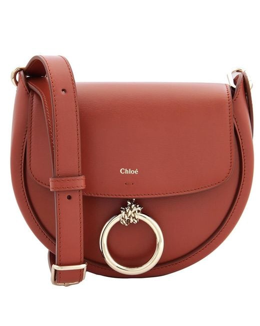Chloé Red Arlene Small Ring Half-Moon Crossbody Bag