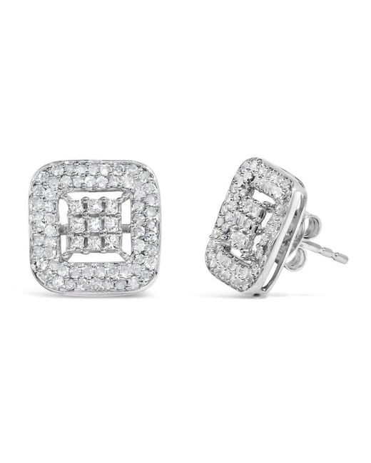 Haus of Brilliance Metallic 10K 1.00 Cttw Diamond Composite And Halo Stud Earrings (I-J Color, I1-I2 Clarity)