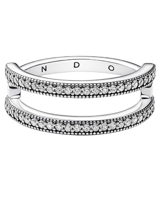 Pandora Metallic Pave Double Band Sterling Ring