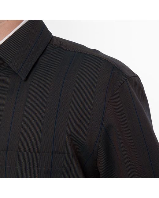 Burberry Green Striped Wool Shirt for men