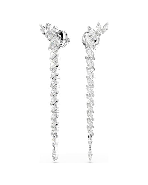 Swarovski White Mesmera Earrings, Marquise Cut, Rhodium Plated