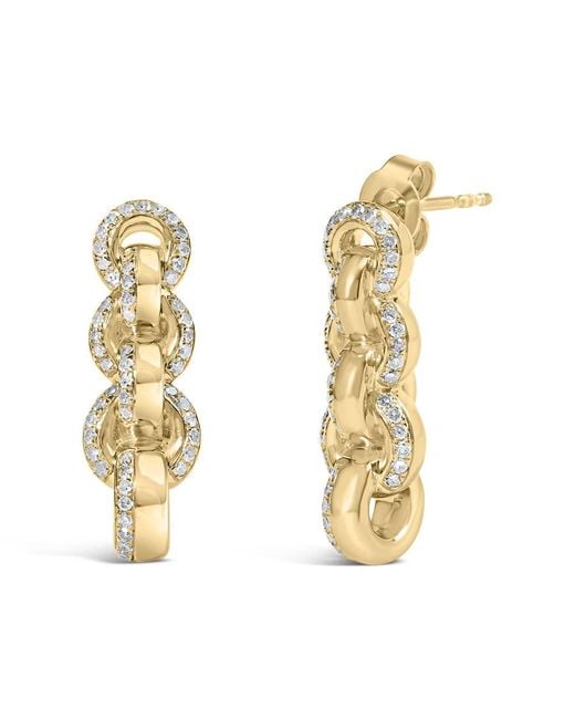 Haus of Brilliance Metallic 14K Plated .925 Sterling 3/4 Cttw Diamond Chain Link Drop Earrings