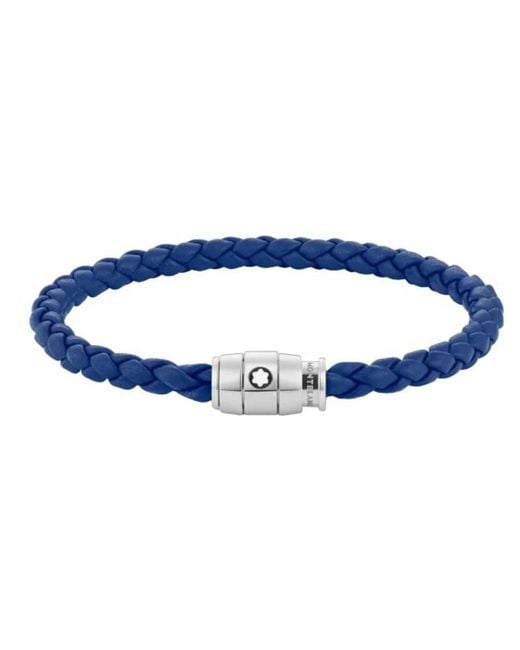 Montblanc Blue Woven Leather Bracelet for men
