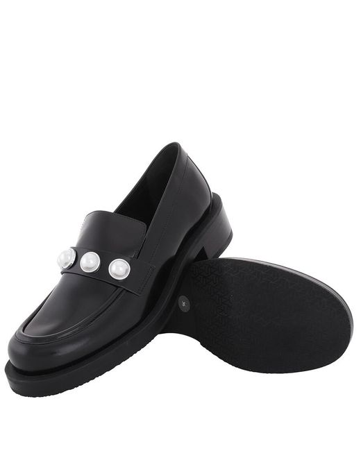 Stuart Weitzman Black Portia Bold Leather Loafers, Brand Size 36 Us