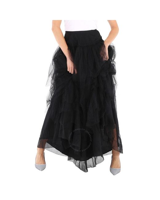 Burberry Black Tiered Open-net Tulle Skirt