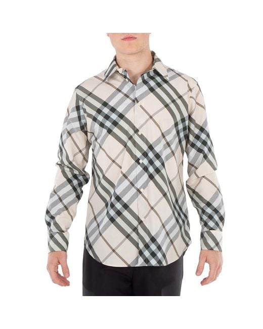 Burberry Gray Nova Check Jacquard Classic Collar Shirt for men