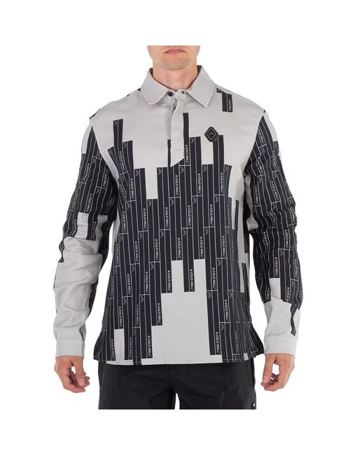 A_COLD_WALL* Black A Cold Wall Vector Monogram Long-Sleeve Cotton Polo Shirt for men