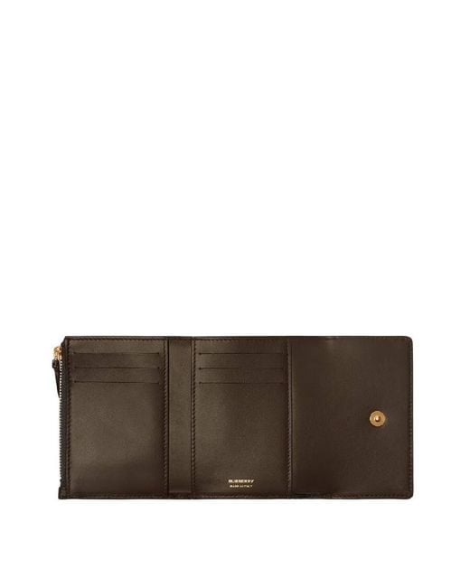 Burberry Black Small Check Pattern Folding Wallet