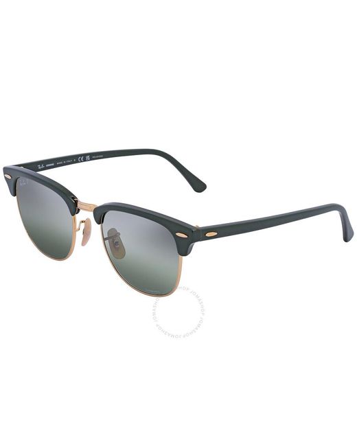 Ray-Ban Gray Clubmaster Chromance Polarized Silver/green Sunglasses Rb3016 1368g4 51