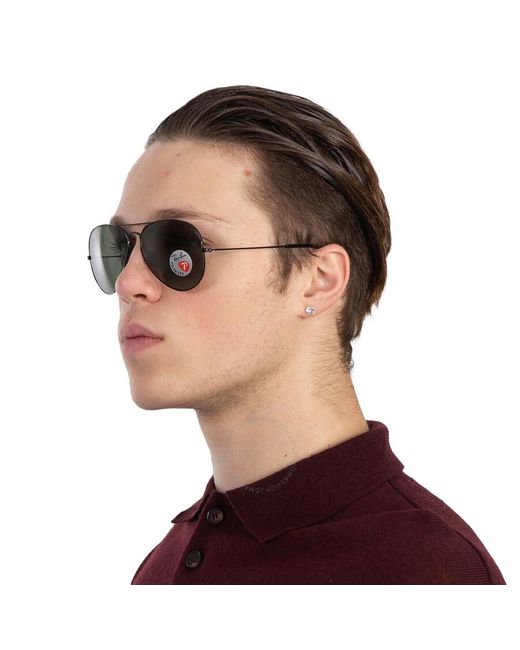 Ray-Ban Gray Aviator Classic Polarized Black Sunglasses