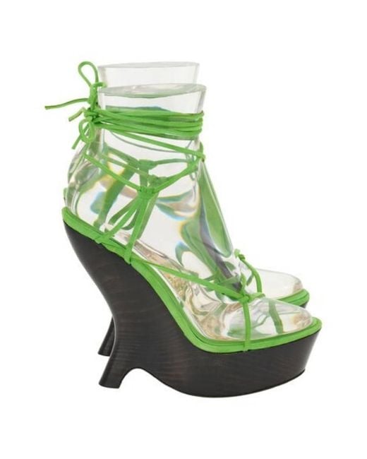 Ferragamo Green Frida Platform Wedge Sandals