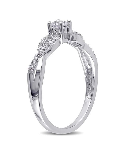 Amour Metallic 1/10 Ct Tw Diamond And Created Sapphire Infinity Ring