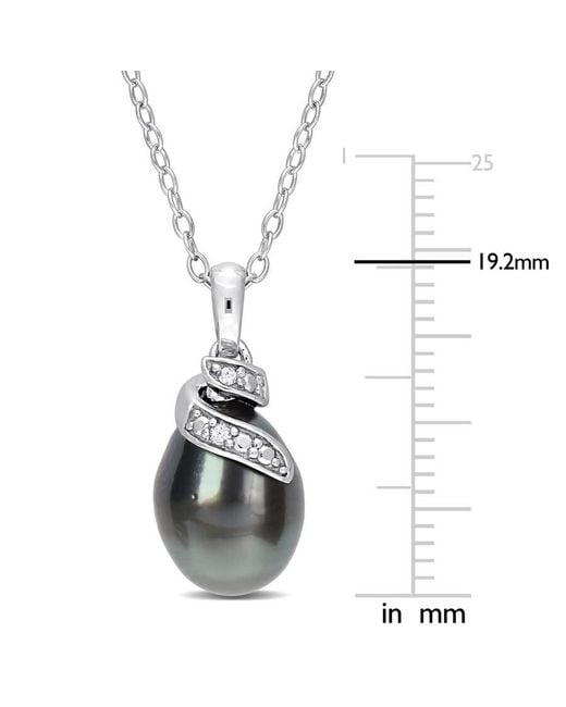 Amour Metallic 8-9Mm Tahitian Cultured Pearl And Diamond Accent Swirl Pendant With Chain