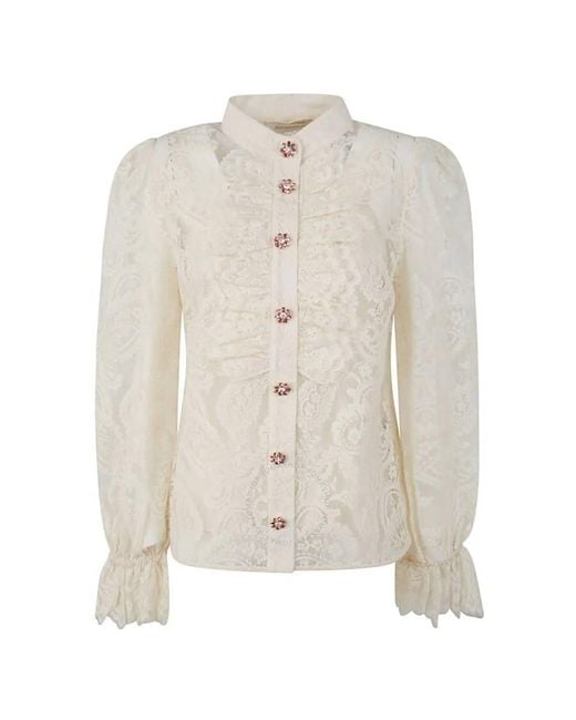 Zimmermann White Cream Lyrical Lace Blouse