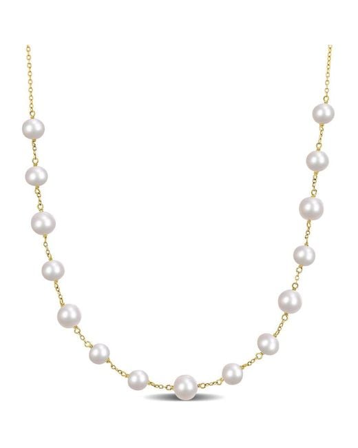 Amour Metallic 6.5-8.5 Mm Cultured Freshwater Pearl Tin Cup Necklace