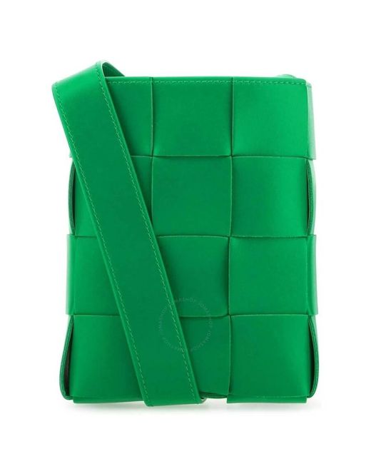 Bottega Veneta Green Mini Cassette Intrecciato Leather Crossbody Bag
