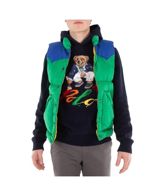 Polo Ralph Lauren Green Water-Resistant Down Western Vest for men