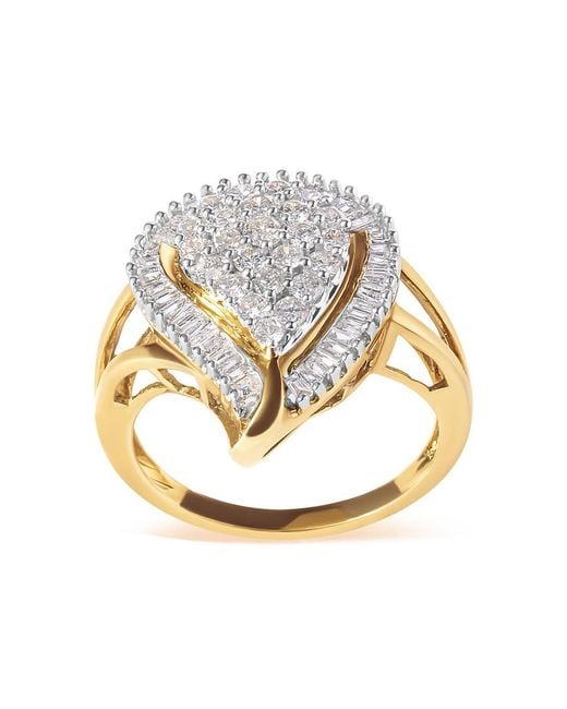 Haus of Brilliance Metallic 10K 1 Cttw Round And Baguette Cut Diamond Ballerina Cluster Ring (H-I Color, Si2-I1 Clarity)