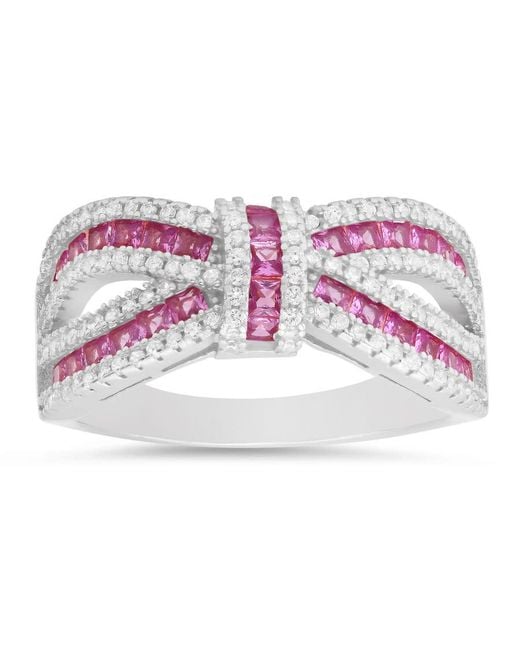 Kylie Harper Pink Sterling Sapphire Cz Love Knot Ring
