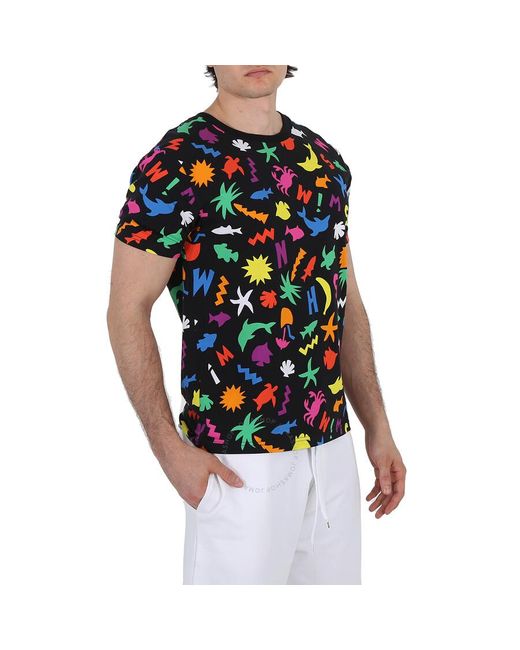 Moschino Black Stretch Cotton All-over Print T-shirt for men