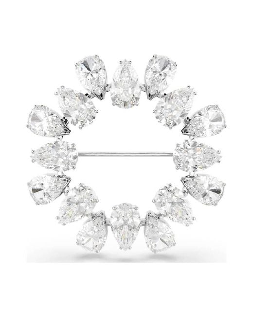 Swarovski White Matrix Pear-Cut Rhodium Plated Brooch