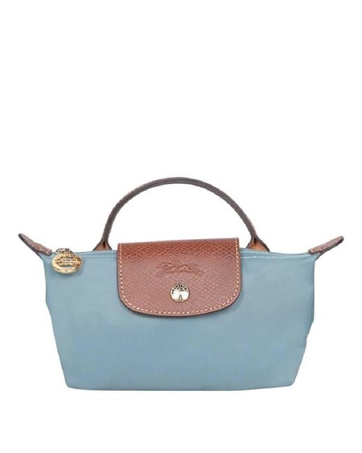 Longchamp Blue Le Pliage Original Top Handle Pouch