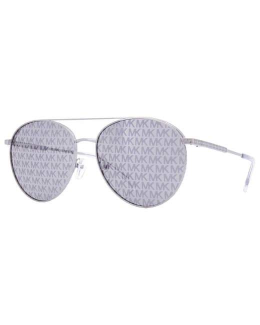 Michael Kors Metallic Arches Silver Logo Pilot Sunglasses Mk1138 1153r0 58