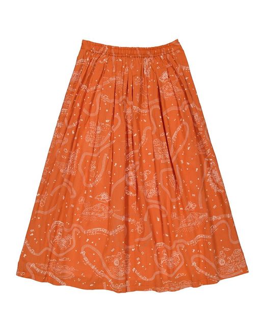 Roseanna Orange Mendes Silk Skirt
