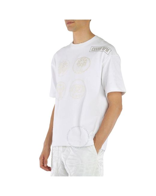 Roberto Cavalli White Optical Embroidered Lucky Symbols T-shirt for men