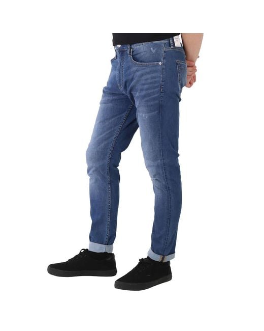 Calvin Klein Blue Jeans 37.5 Distressed Modern Taper Jeans for men