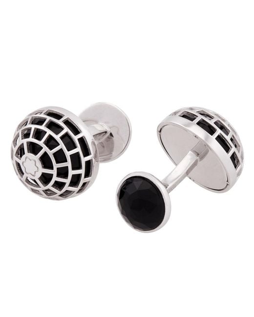 Montblanc Black Meisterstuck Onyx Stone Cufflinks for men