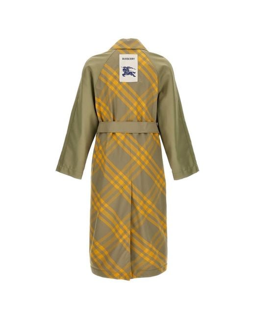 Burberry Green Bradford Check-Print Gabardine Coat, Brand Size 46 (Us for men