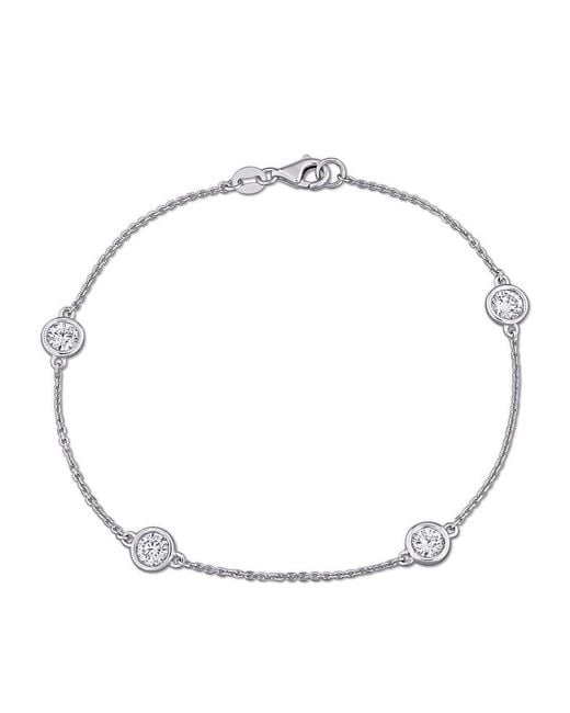 Created Forever Metallic 1 Ct Tw Lab-Grown Diamond 4-Stone Station Bracelet