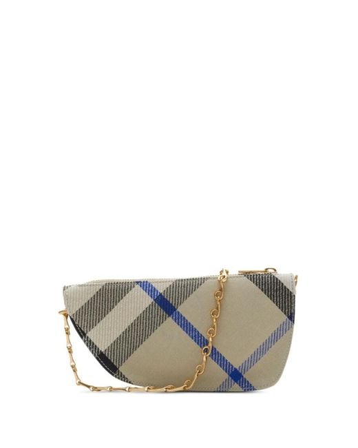 Burberry Gray Shield Check-Pattern Mini Bag