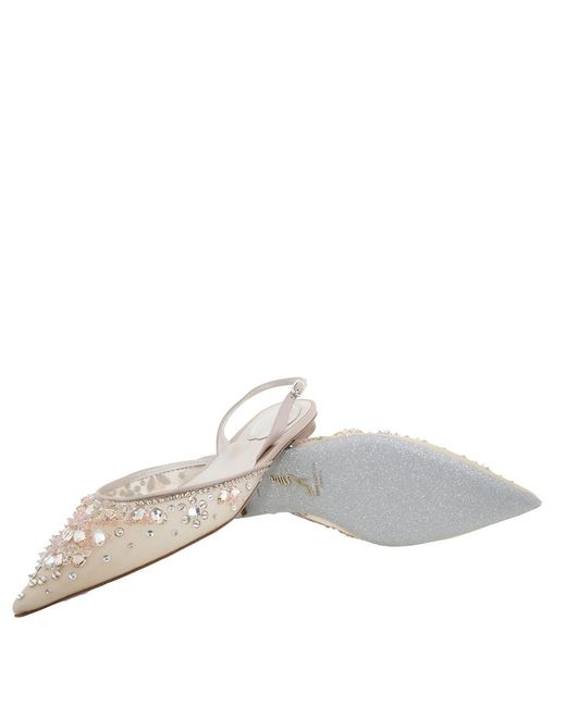Rene Caovilla Natural Cinderella Slingback Flats, Brand Size 36.5 Us