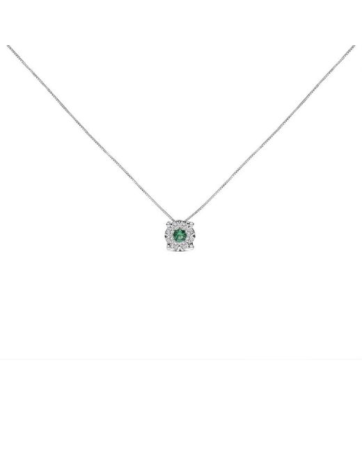 Haus of Brilliance White 14K 3.8 Mm Emerald And 1/3 Cttw Diamond Composite Halo 18" Pendant Necklace for men