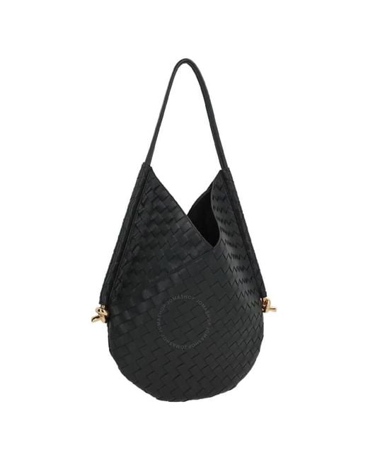 Bottega Veneta Black Intrecciato Leather Medium Solstice Shoulder Bag
