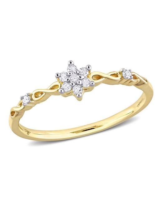 Amour Metallic 1/10 Ct Tw Diamond Floral Promise Ring